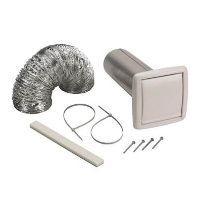 Wall Vent Kit for 3'' or 4'' Round Duct with Backdraft Damper, White by Broan Nutone