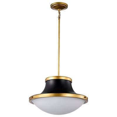 Nuvo Lafayette 1 Light Pendant; 18 Inches; Matte Black Finish with Natural Brass Accents and... by Nuvo