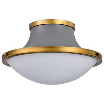 Nuvo Lafayette 1 Light Flush Mount Fixture; 18 Inches; Gray Finish with Natural Brass Accents and... by Nuvo
