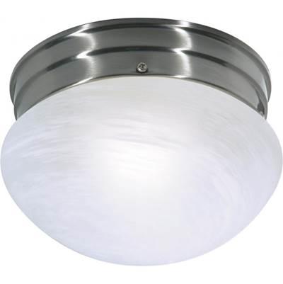 1 Light Small Mushroom Flush - Brushed Nickel by Nuvo