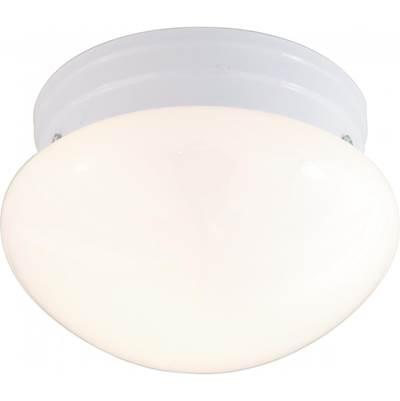 1 Light Small Mushroom Flush - White by Nuvo