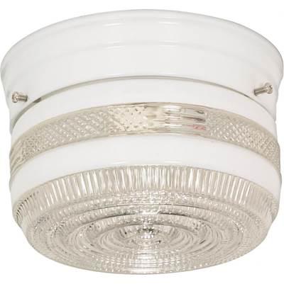 1 Lt Small Flush Mount Drum - White