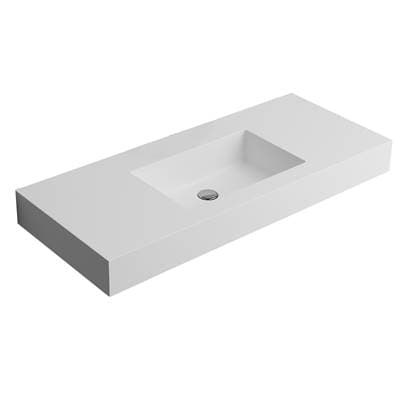 Acquabella Zermatt 90 Mineral Composite Wall-mounted Sink - Matte White (35.5x19.75) by Acquabella