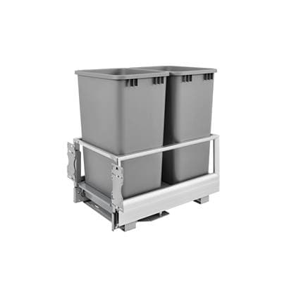 Rev-a-shelf Aluminum Pull Out Trash/waste Container for Full Height Cabinet with Soft Open/close...