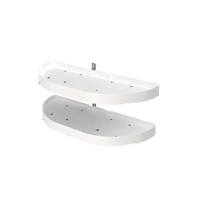 Rev-a-shelf Polymer Pivot and Slide Half Moon 2-Shelf Organizer for Blind Corner Cabinets - White