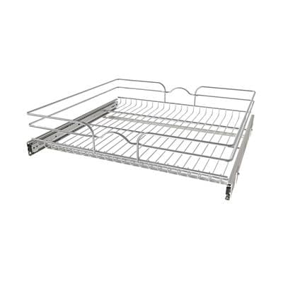 Rev-a-shelf Single Tier Bottom Mount Pull Out Steel Wire Organizer - Chrome