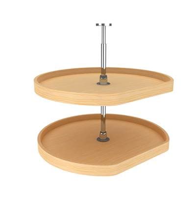 Rev-a-shelf Banded Wood D-shape 2-Shelf Lazy Susans for Corner Base Cabinets - Natural Maple
