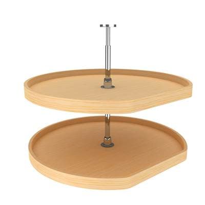 Rev-a-shelf Banded Wood D-shape 2-Shelf Lazy Susans for Corner Base Cabinets - Natural Maple