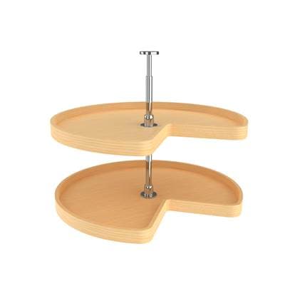 Rev-a-shelf Banded Wood Kidney 2-Shelf Lazy Susan Shelf for Corner Base Cabinets - Natural Maple