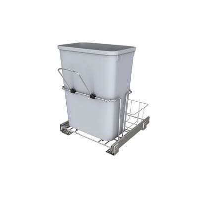 Rev-a-shelf Undersink Chrome Steel Pull Out Waste/trash Container W/rear Basket Storage by Rev-A-Shelf