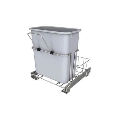 Rev-a-shelf Undersink Chrome Steel Pull Out Waste/trash Container W/rear Basket Storage