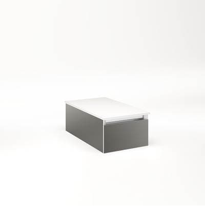 Robern Cartesian Vanity, 12'' X 7-1/2'' X 21'', Tinted Gray Mirror, Full Drawer, No Night Light -...