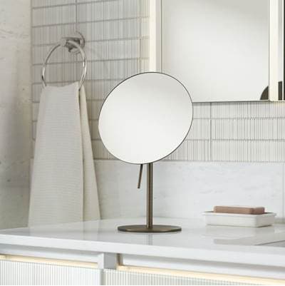 Robern Light Brushed Bronze Freestanding Magnification Mirror - 5X Magnification