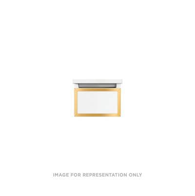 Robern Profiles Framed Vanity, 12'' X 7-1/2'' X 21'', White, Matte Gold Frame, Full Drawer,...