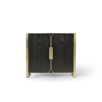 Bergman Vanity, 36'' X 34'' X 23'', Matte Black Oak With Aged Brass, No Vanity Top by Robern