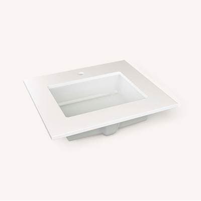 Robern Engineered Stone Vanity Top, 25'' X 22'' X 3/4'', Center Undercounter Sink, Quartz White,... by Robern