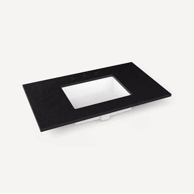 Robern Engineered Stone Vanity Top, 37'' X 22'' X 3/4'', Center Undercounter Sink, Lava Black,... by Robern