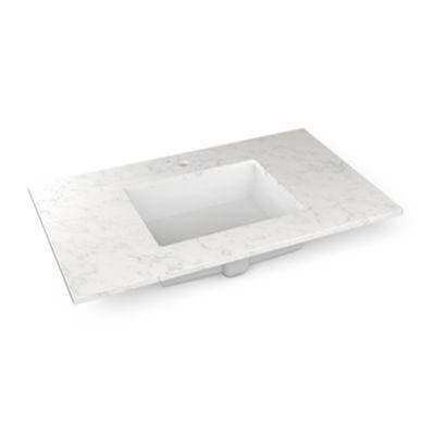 Robern Engineered Stone Vanity Top, 37'' X 22'' X 3/4'', Center Undercounter Sink, Lyra, Single Hole by Robern