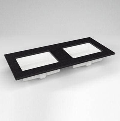 Robern Engineered Stone Vanity Top, 49'' X 22'' X 3/4'', Double Undercounter Sink, Lava Black,... by Robern