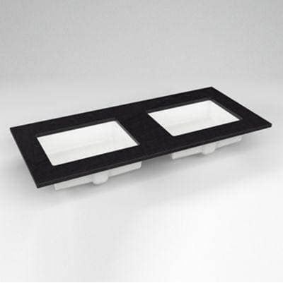 Robern Engineered Stone Vanity Top, 49'' X 22'' X 3/4'', Double Undercounter Sink, Lava Black,...