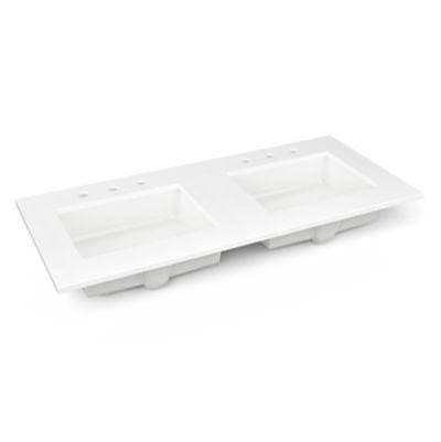 Robern Engineered Stone Vanity Top, 49'' X 22'' X 3/4'', Double Undercounter Sink, Quartz White,...