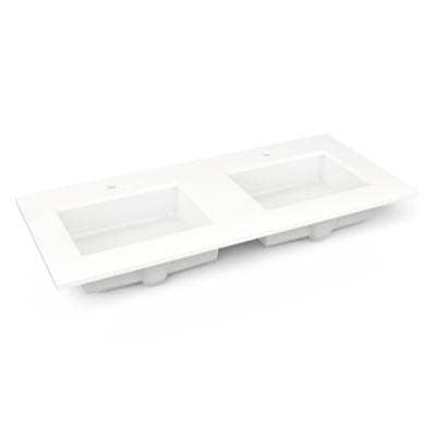 Robern Engineered Stone Vanity Top, 49'' X 22'' X 3/4'', Double Undercounter Sink, White Zeus...