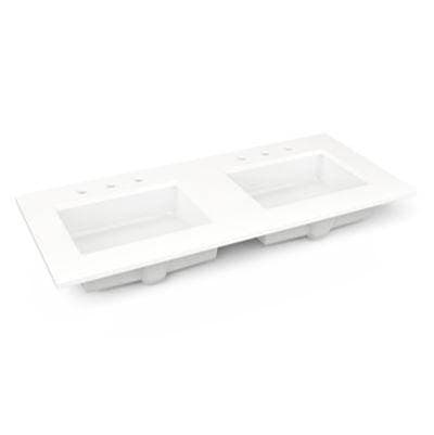 Robern Engineered Stone Vanity Top, 49'' X 22'' X 3/4'', Double Undercounter Sink, White Zeus...