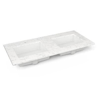Robern Engineered Stone Vanity Top, 49'' X 22'' X 3/4'', Double Undercounter Sink, Lyra, Single Hole by Robern