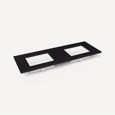 Robern Engineered Stone Vanity Top, 61'' X 22'' X 3/4'', Double Undercounter Sink, Lava Black,...