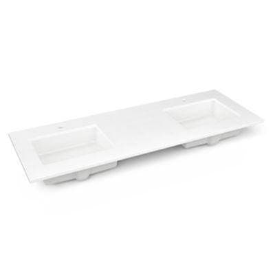 Robern Engineered Stone Vanity Top, 61'' X 22'' X 3/4'', Double Undercounter Sink, Quartz White,...