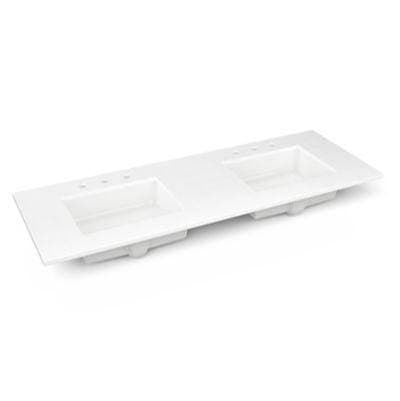 Robern Engineered Stone Vanity Top, 61'' X 22'' X 3/4'', Double Undercounter Sink, Quartz White,...