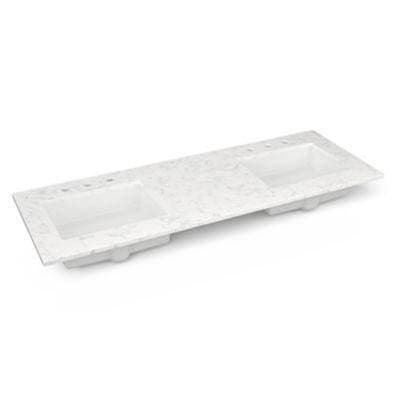 Robern Engineered Stone Vanity Top, 61'' X 22'' X 3/4'', Double Undercounter Sink, Lyra, Three Hole by Robern