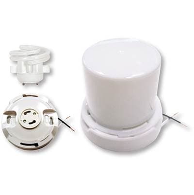 Satco GU24 Base, Squat Keyless Fluorescent Ceiling Fixture with Twist-on Lexan Lens - White