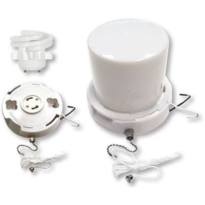 Satco GU24 Base, Squat Pull Chain Fluorescent Ceiling Fixture with Twist-on Lexan Lens - White