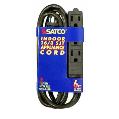 Satco 6 Ft 16/3 Sjt Brown 3 Wire Grd by Satco