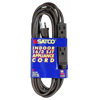 Satco 12 Ft 16/3 Sjt Brown 3 Wire Grd by Satco
