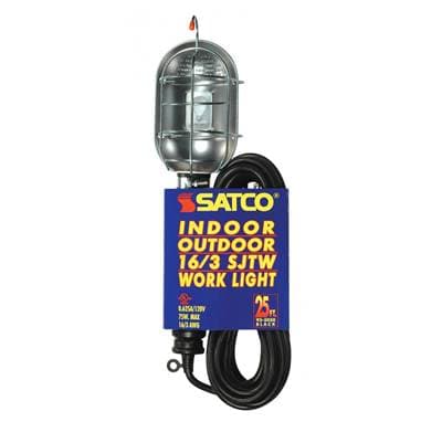 Satco Black Metal Trouble Light with Cage - Metal Plain by Satco
