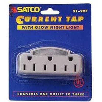 Satco 3 Grounded Outlet Current Tap - White