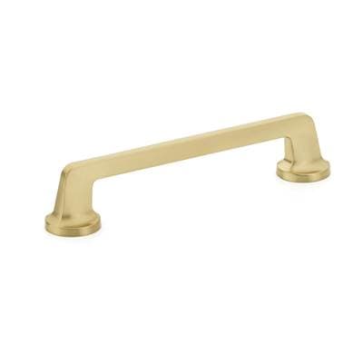Schaub and Company Pull, Round Bases, Signature Satin Brass, 6'' Cc by Schaub And Company