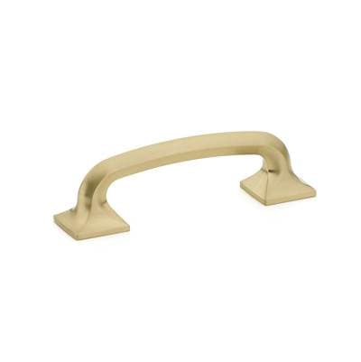 Schaub and Company Pull, Square Bases, Signature Satin Brass, 3-1/2'' Cc by Schaub And Company