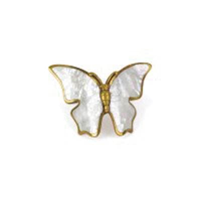 Schaub and Company Pull, White Mother of Pearl Butterfly, 1-1/2'' Cc - Paris Brass