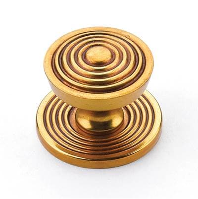 Schaub and Company Knob with Backplate, Paris Brass, 1-1/8'' Dia by Schaub And Company