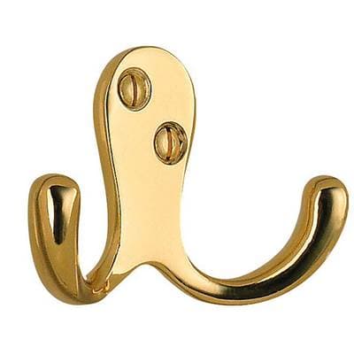 Smedbo Double Coat Hook 1 3/4'', Pb - Polished Brass