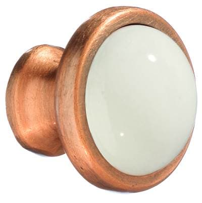 Smedbo KNOB Antique Copper Finish White Ceramic 1 1/2''