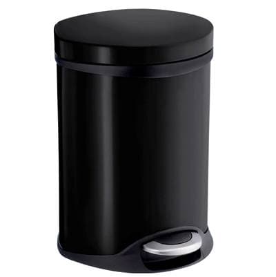Smedbo Step Trash Bin - Stainless Steel/black - 1 1/2 Gallon - Black