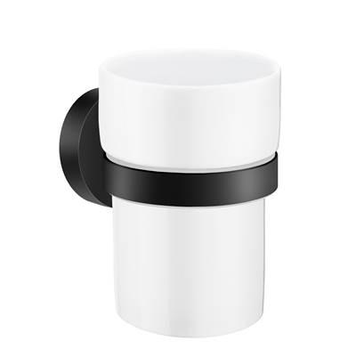 Smedbo Home Holder with Porcelain Tumbler Black - Matte Black