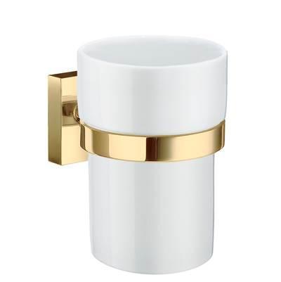 Smedbo House Tumbler and Holder Matte Polished Brass/white Ceramic by Smedbo
