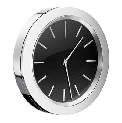 Smedbo Clock for Mirror- Self Adhesive- Pc/black 2 1/2'' Diameter - Polished Chrome by Smedbo