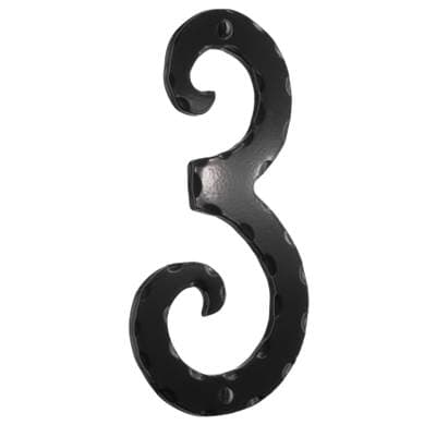 Smedbo Decorative Wrought Iron 6'' House Numeral 3 - Black