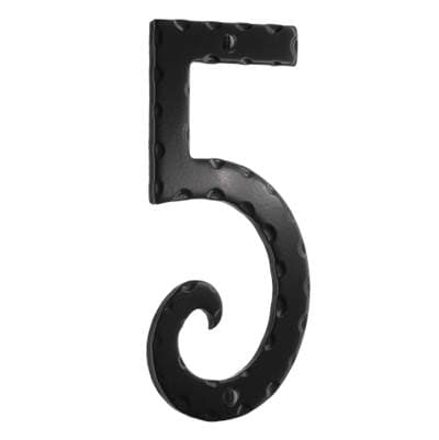 Smedbo Decorative Wrought Iron 6'' House Numeral 5 - Black by Smedbo